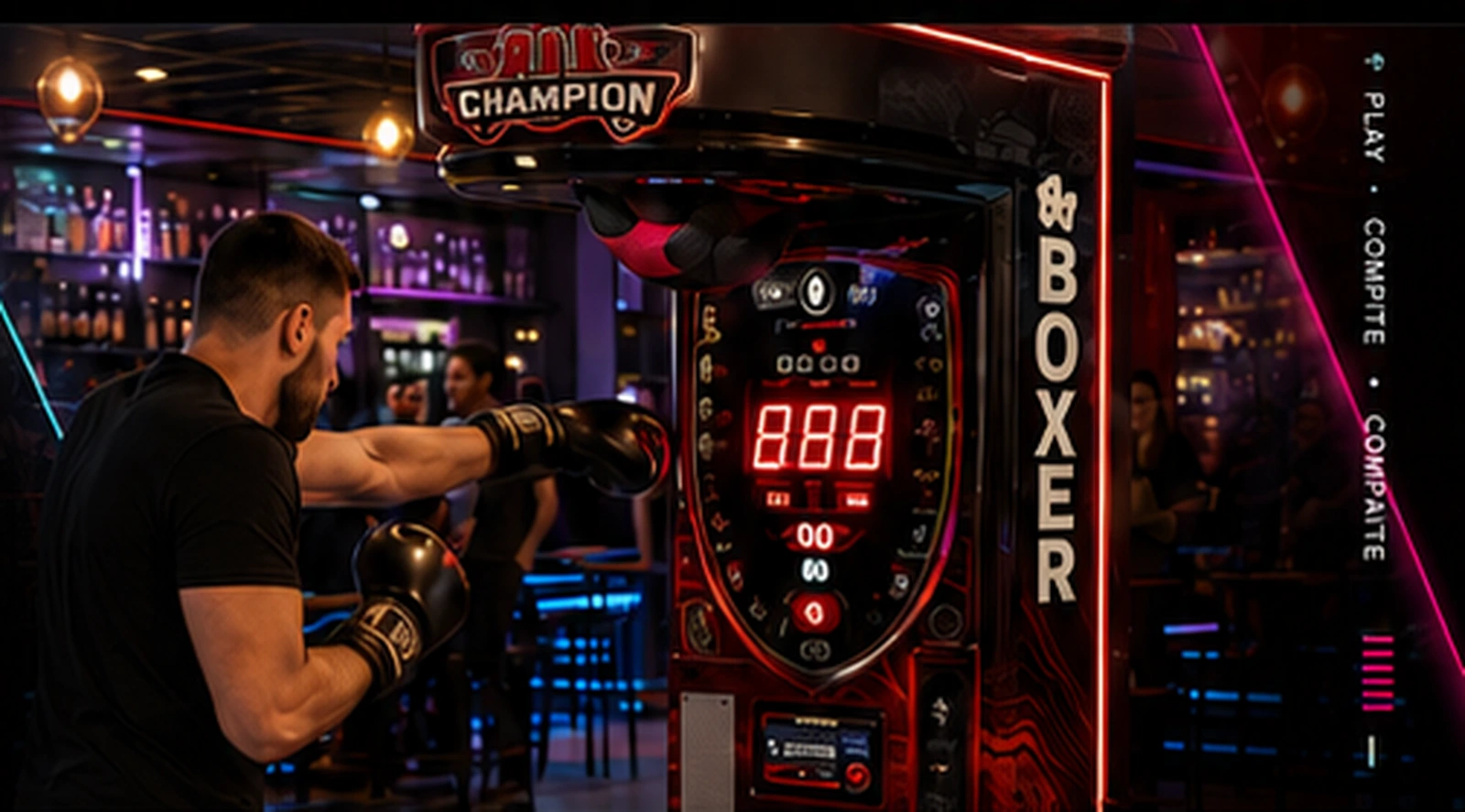 Máquina de boxeo siendo utilizada